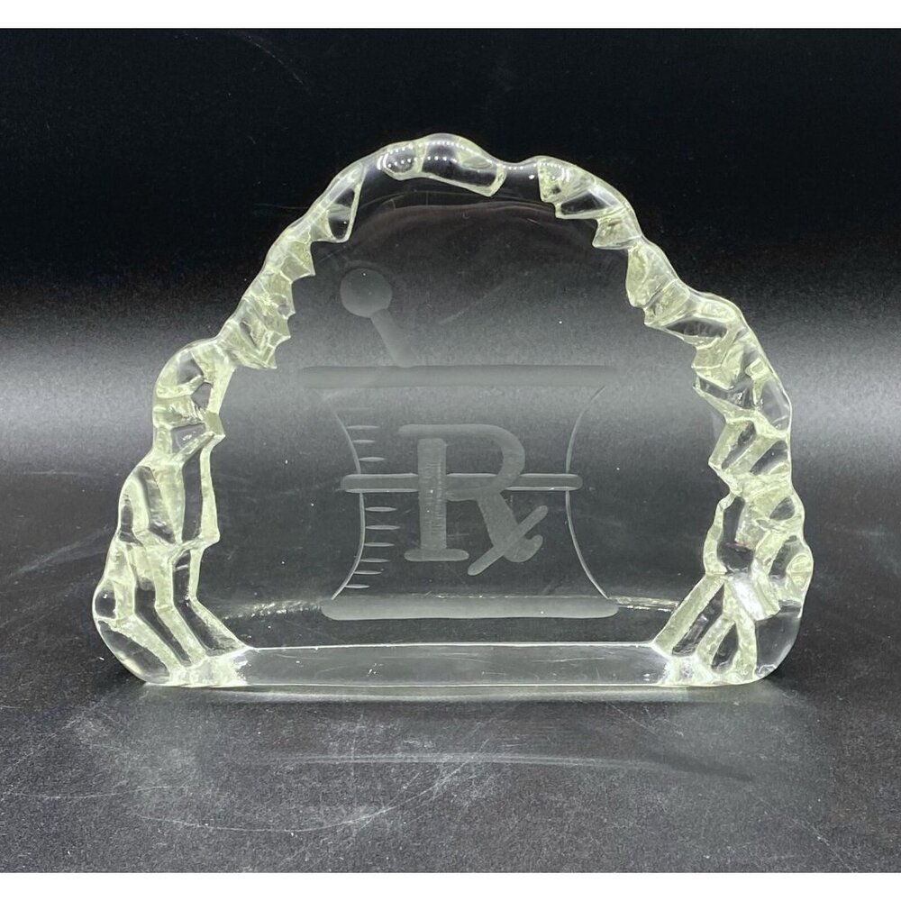 Pharmacist Rx Art Glass Iceberg Display Award Wendell August Forge